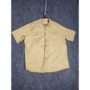 Wrangler Shirt Mens XL Khaki Beige Twill Short Sleeve Button Up Utility Casual